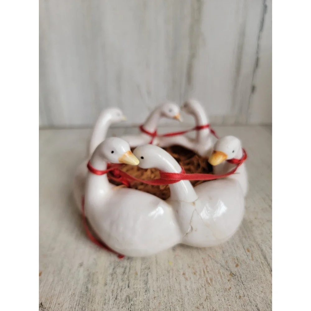 Ron‎ Gordon geese trinket vintage candy dish goose unique home decor